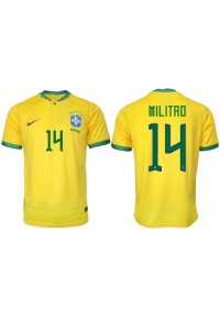 Brasil Eder Militao #14 Fotballdrakt Hjemme Klær VM 2022 Korte ermer